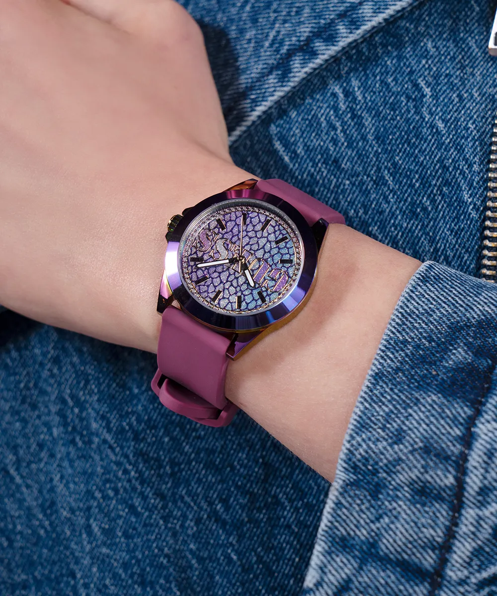 GUESS Ladies Purple Iridescent Analog Watch