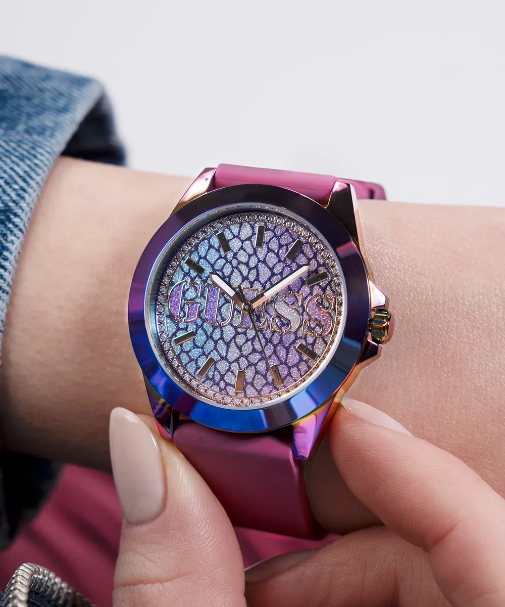 GUESS Ladies Purple Iridescent Analog Watch