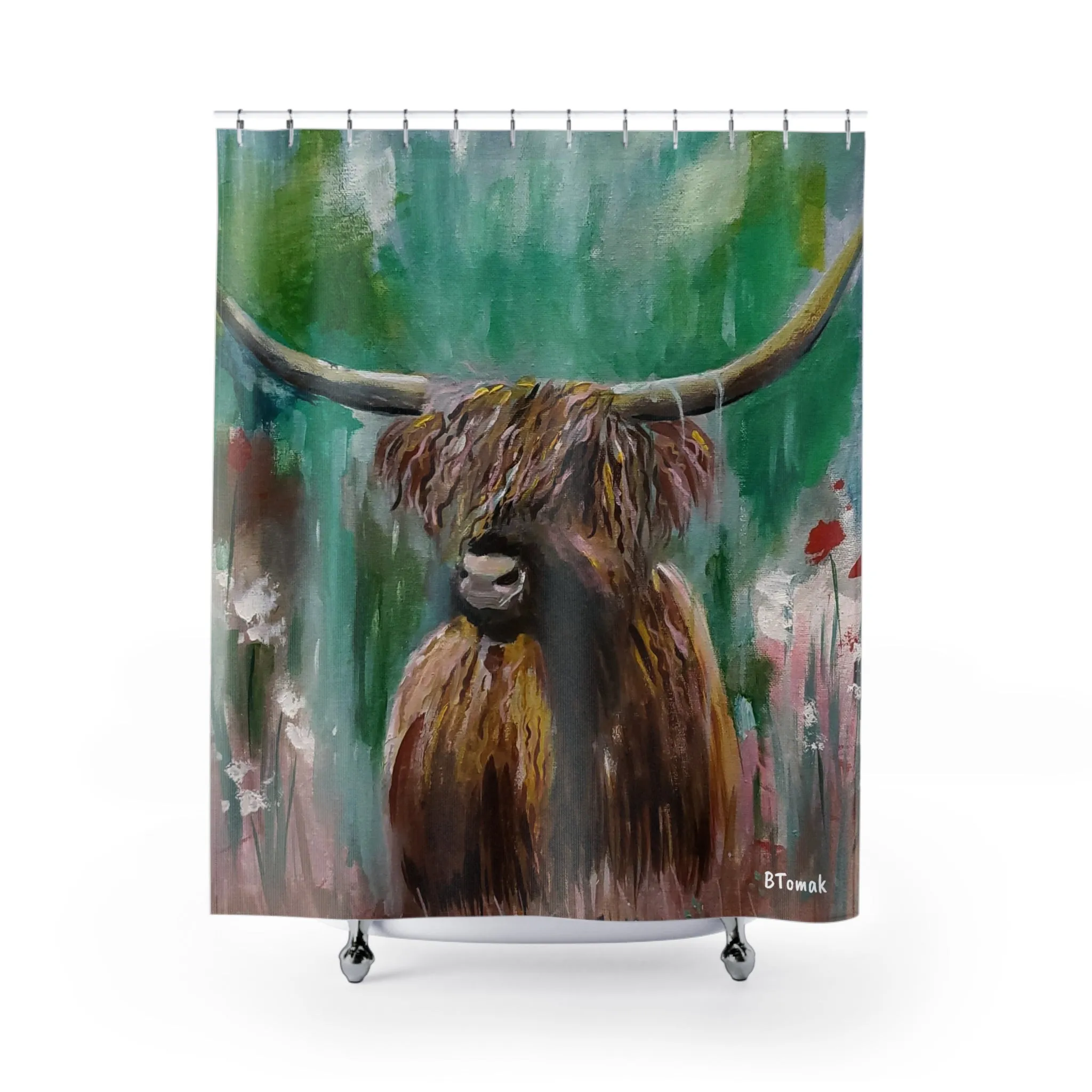 Impressionistic Highland Cow Shower Curtain