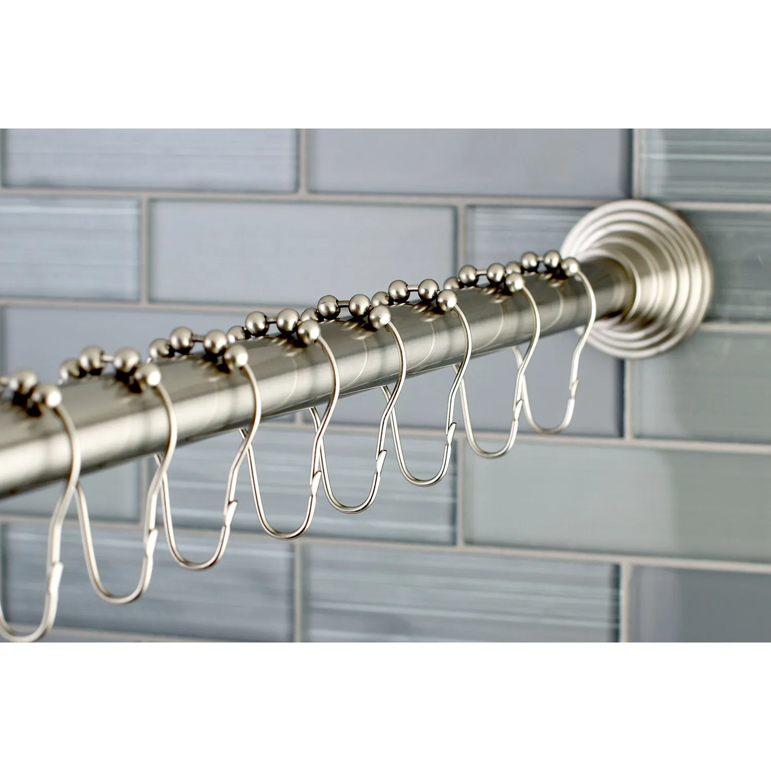 Kingston Brass Adjustable Shower Rod and Shower Ring Set