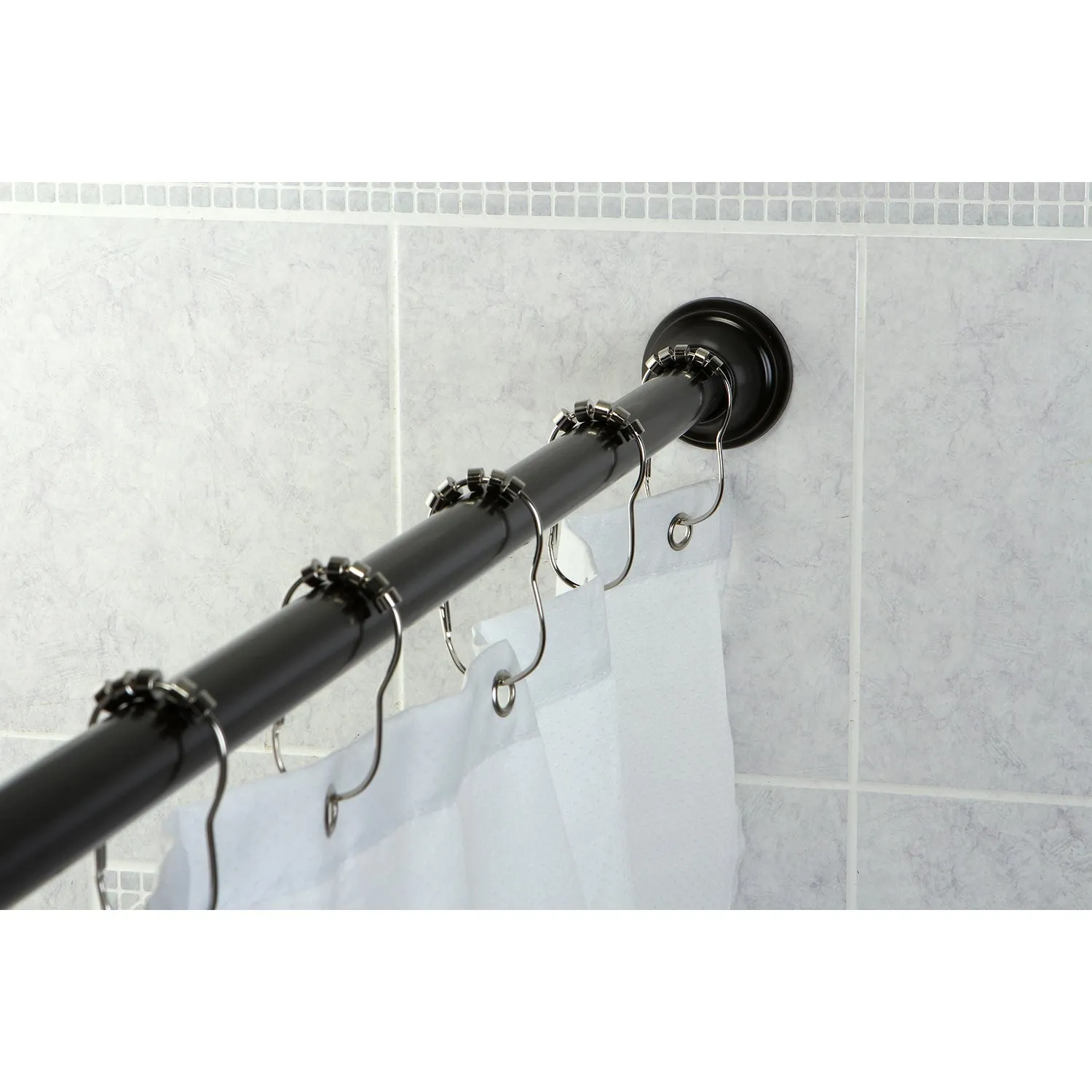 Kingston Brass Americana 72" Tension Shower Rod with Decorative Flange