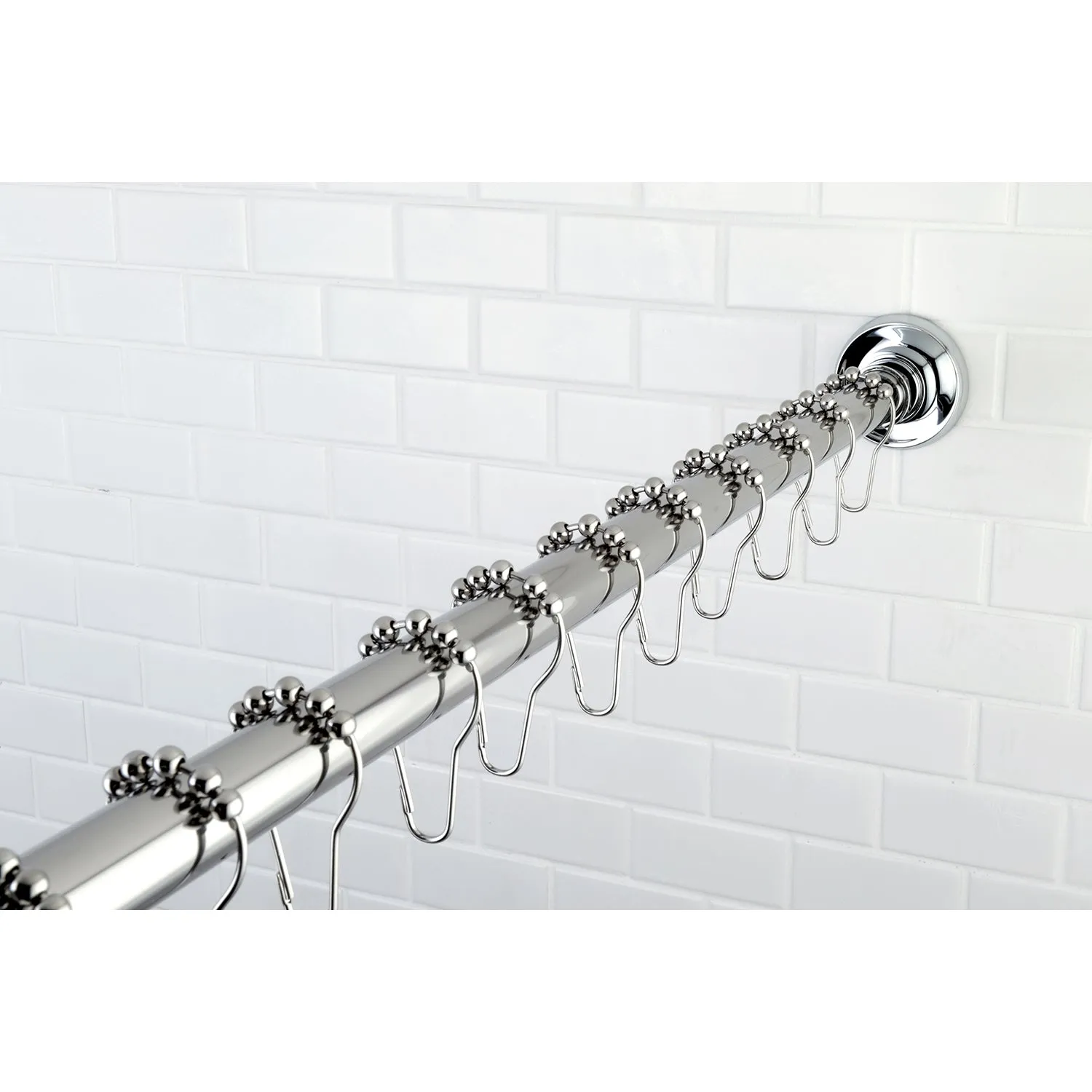 Kingston Brass Edenscape 72-Inch Adjustable Stainless Steel Shower Curtain Rod with Rings