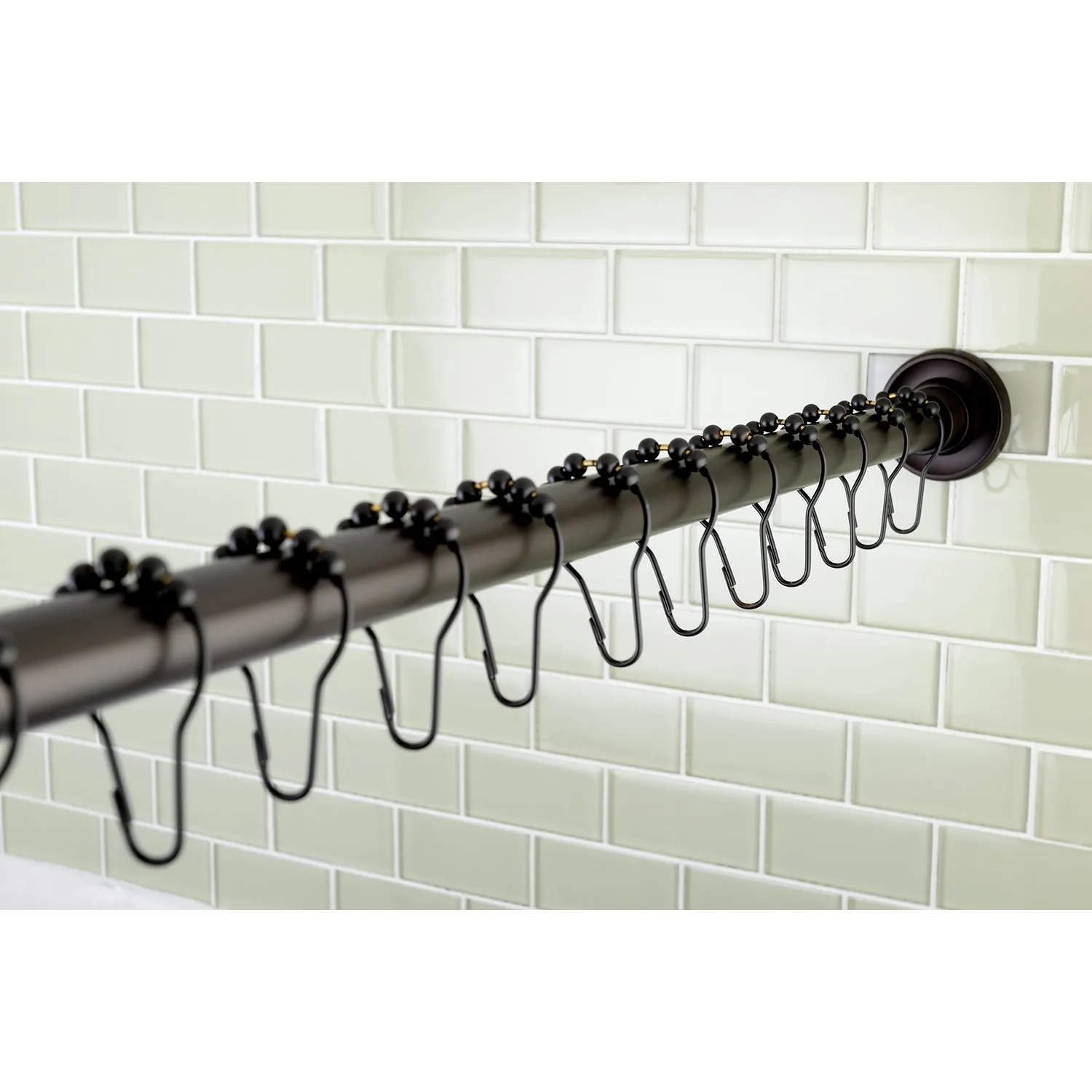 Kingston Brass Edenscape 72-Inch Adjustable Stainless Steel Shower Curtain Rod with Rings