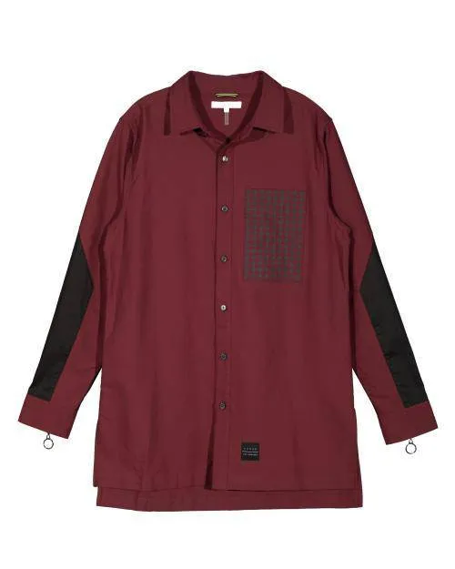 Konus Men's Oversized Houndstooth Button up in Wine