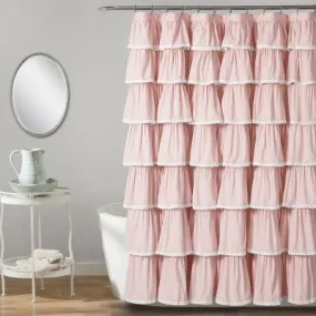 New - 72"x72" Ruffle Kids' Shower Curtain Blush - Lush Décor