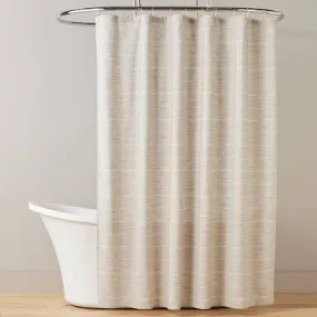 New - Stitched Grid Lines Woven Shower Curtain Light Brown/Cream - Hearth & Hand with