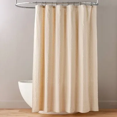 New - Textured Windowpane Shower Curtain Beige - Hearth & Hand with Magnolia