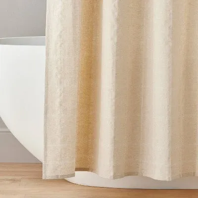 New - Textured Windowpane Shower Curtain Beige - Hearth & Hand with Magnolia