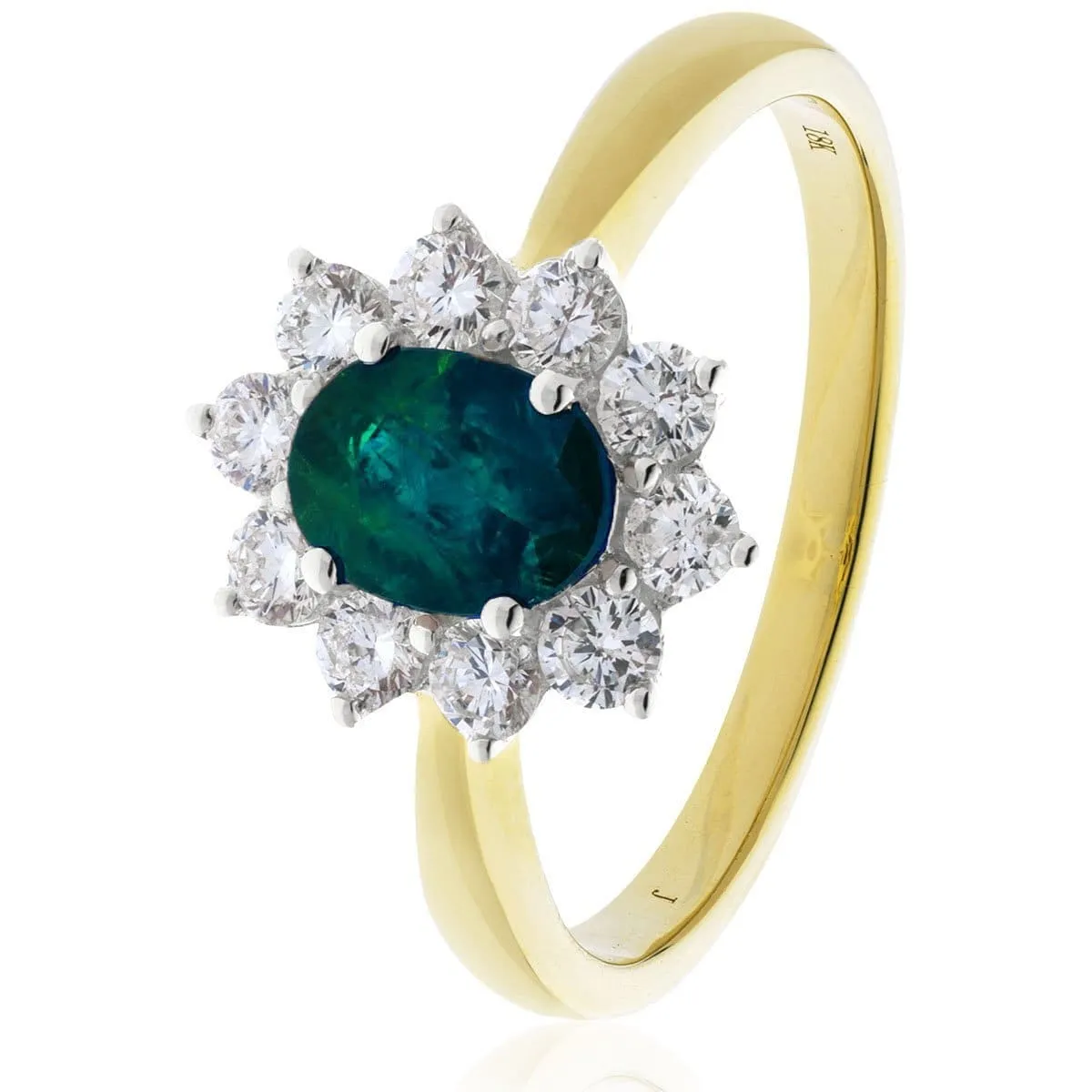 Oval Emerald with Diamond Cluster Ring