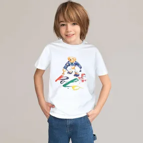 PL - Kids 'White' Bear Polo Printed T-Shirt PL852