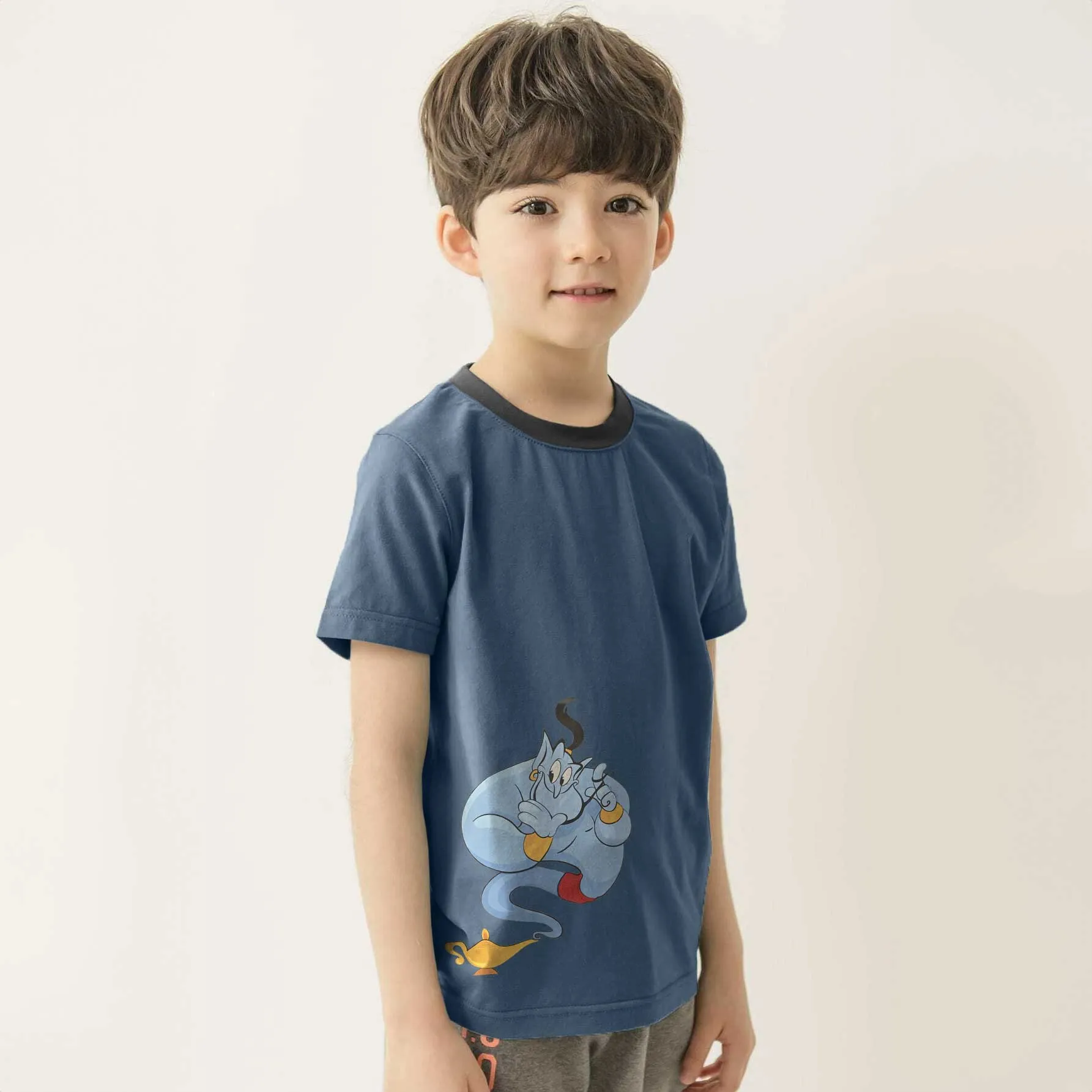 Polo Republica Kid's Genie Printed Contrast Neck Tee Shirt