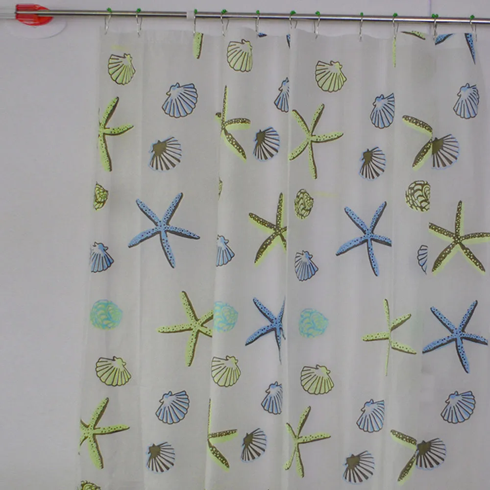 Shell Sea Star Bathroom Waterproof Shower Curtain 12 Hooks / 71" x 79"