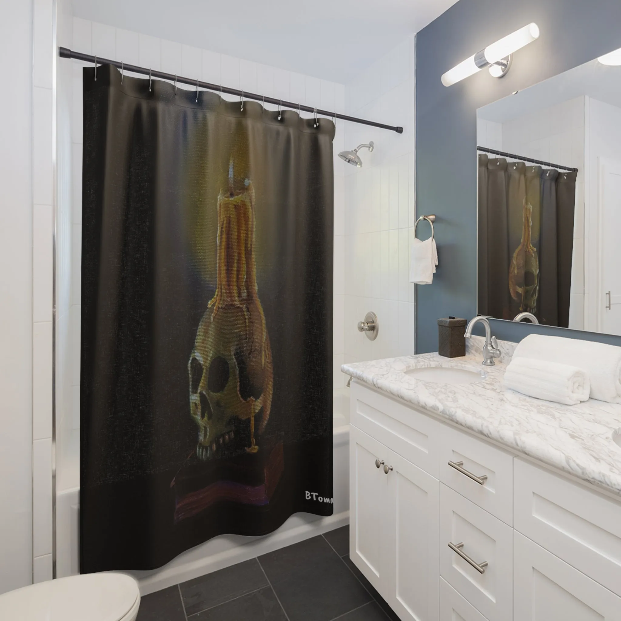 Skull and Candle Shower Curtain