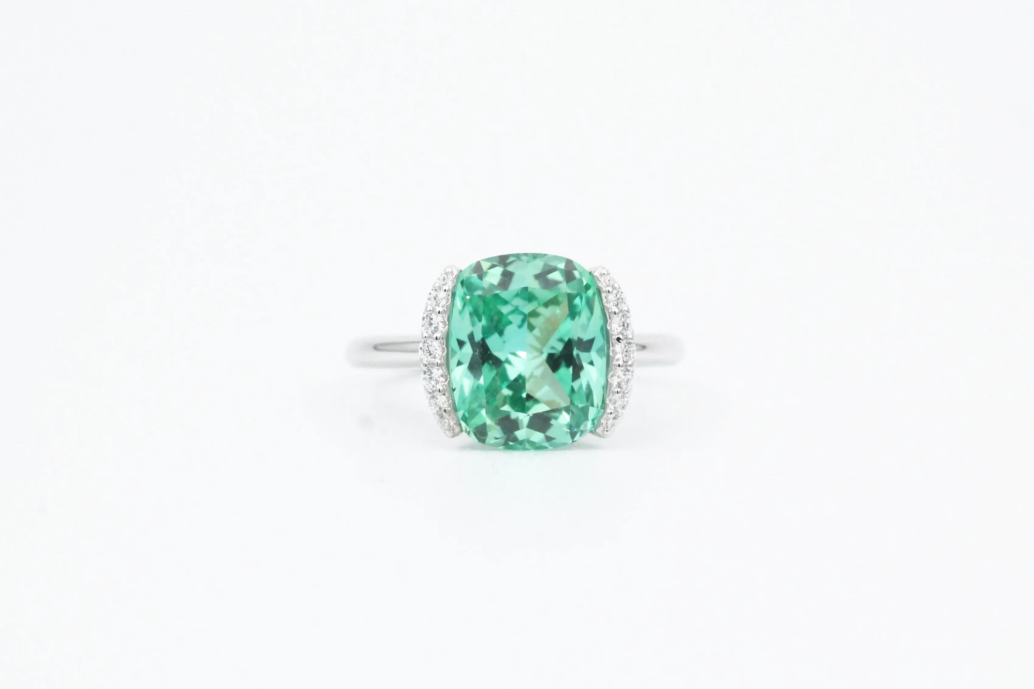 Sterling Silver Lab Created Green Sapphire and Lassaire Ring