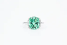 Sterling Silver Lab Created Green Sapphire and Lassaire Ring