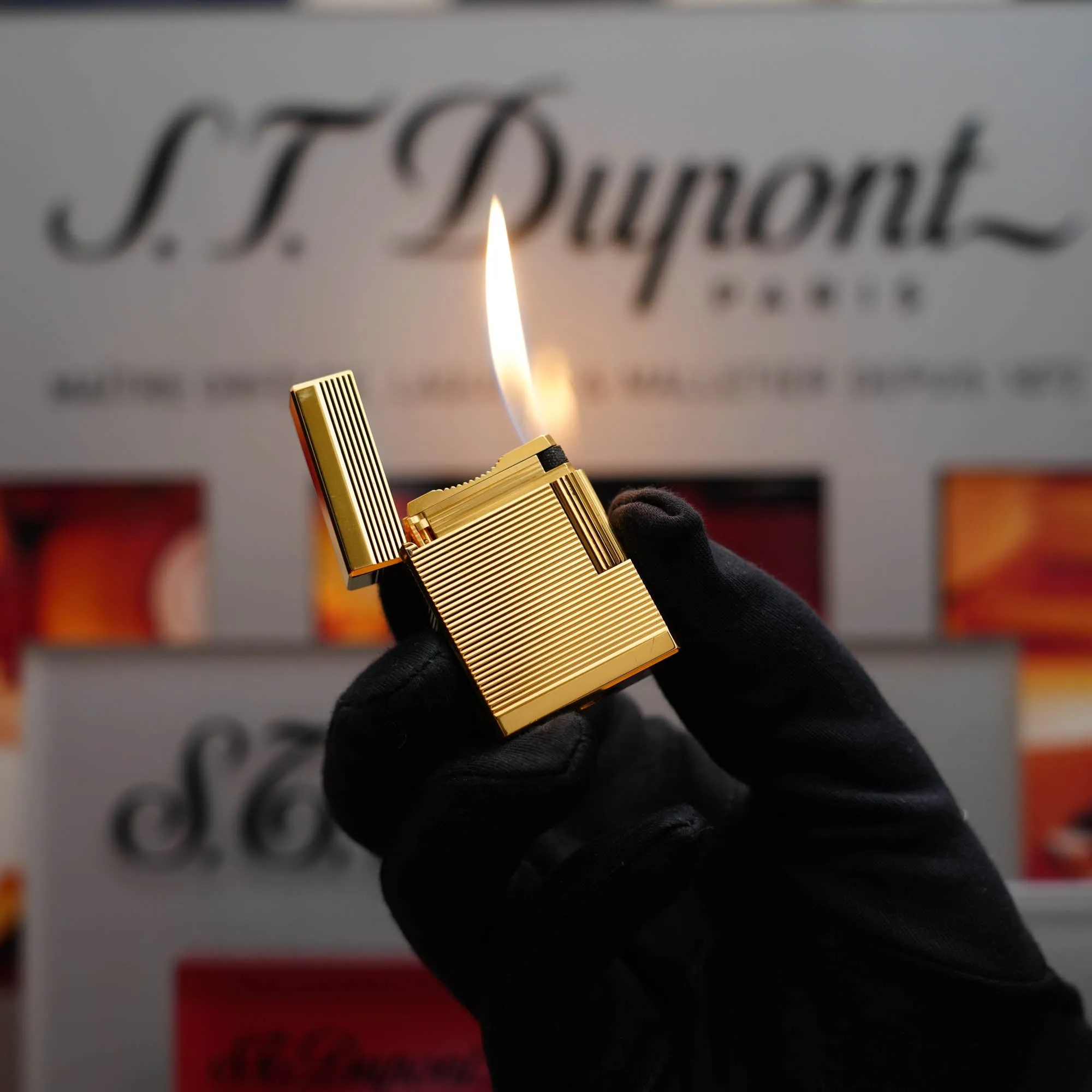 Vintage 1980 St Dupont Heavy 24k Gold Finish Ligne 1 Lighter