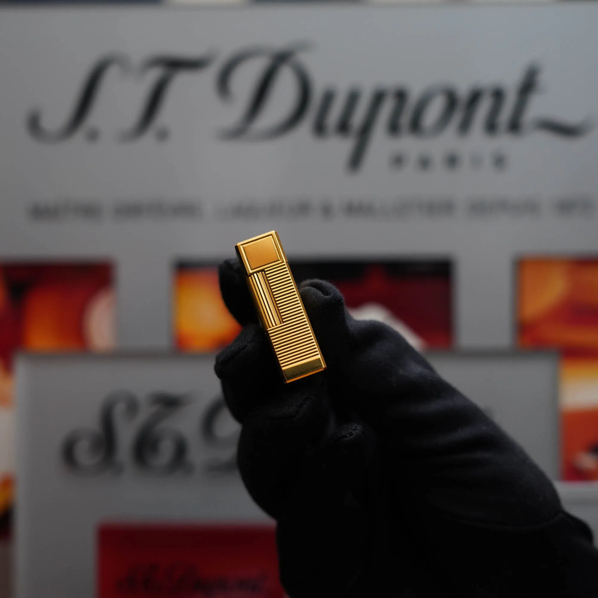 Vintage 1980 St Dupont Heavy 24k Gold Finish Ligne 1 Lighter