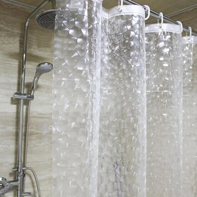 Waterproof 3D Shower Curtain With 12 Hooks